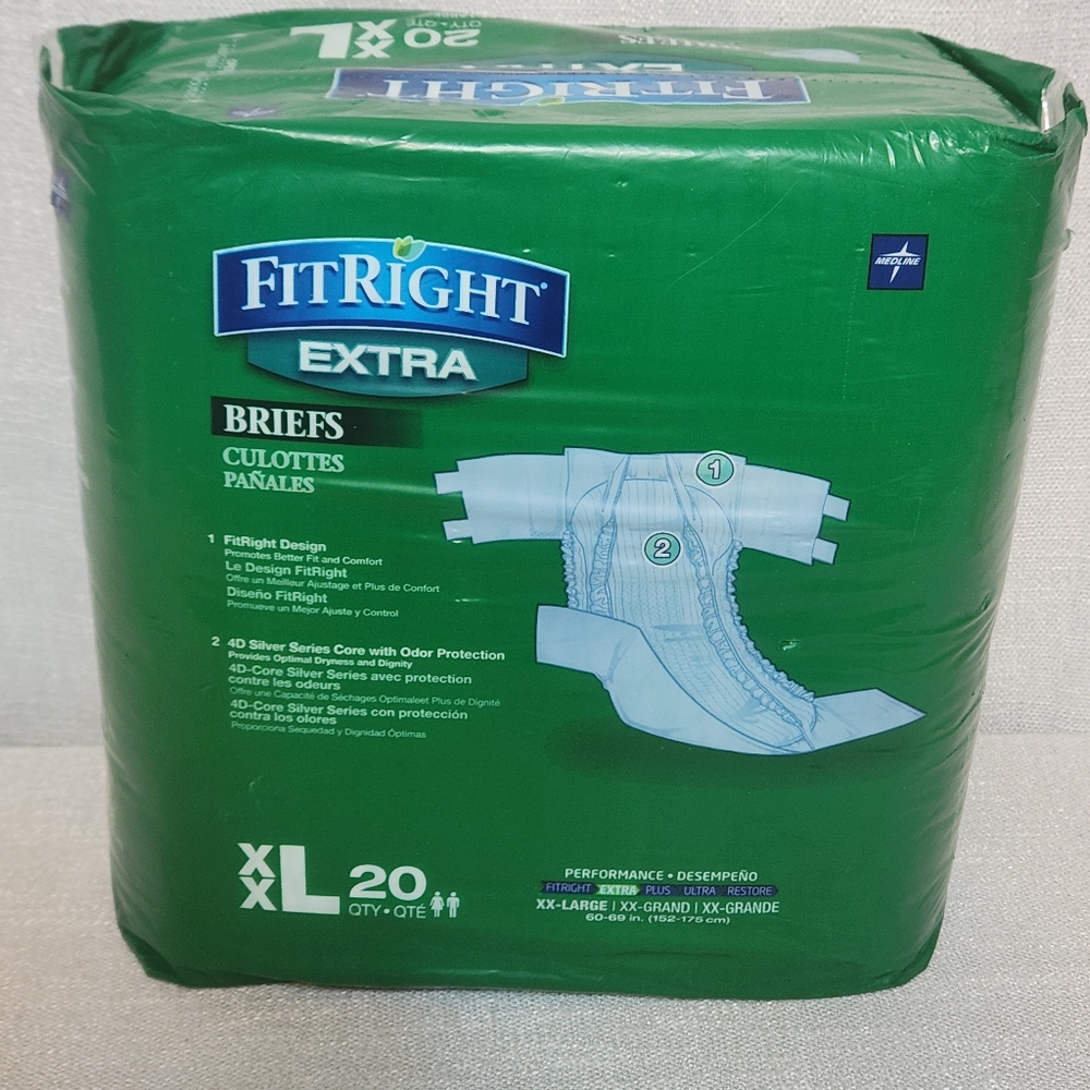 FitRight Extra Adult Diapers. SEALED PKG of 20. XXL Unisex Briefs Odor … - Picture 2 of 6